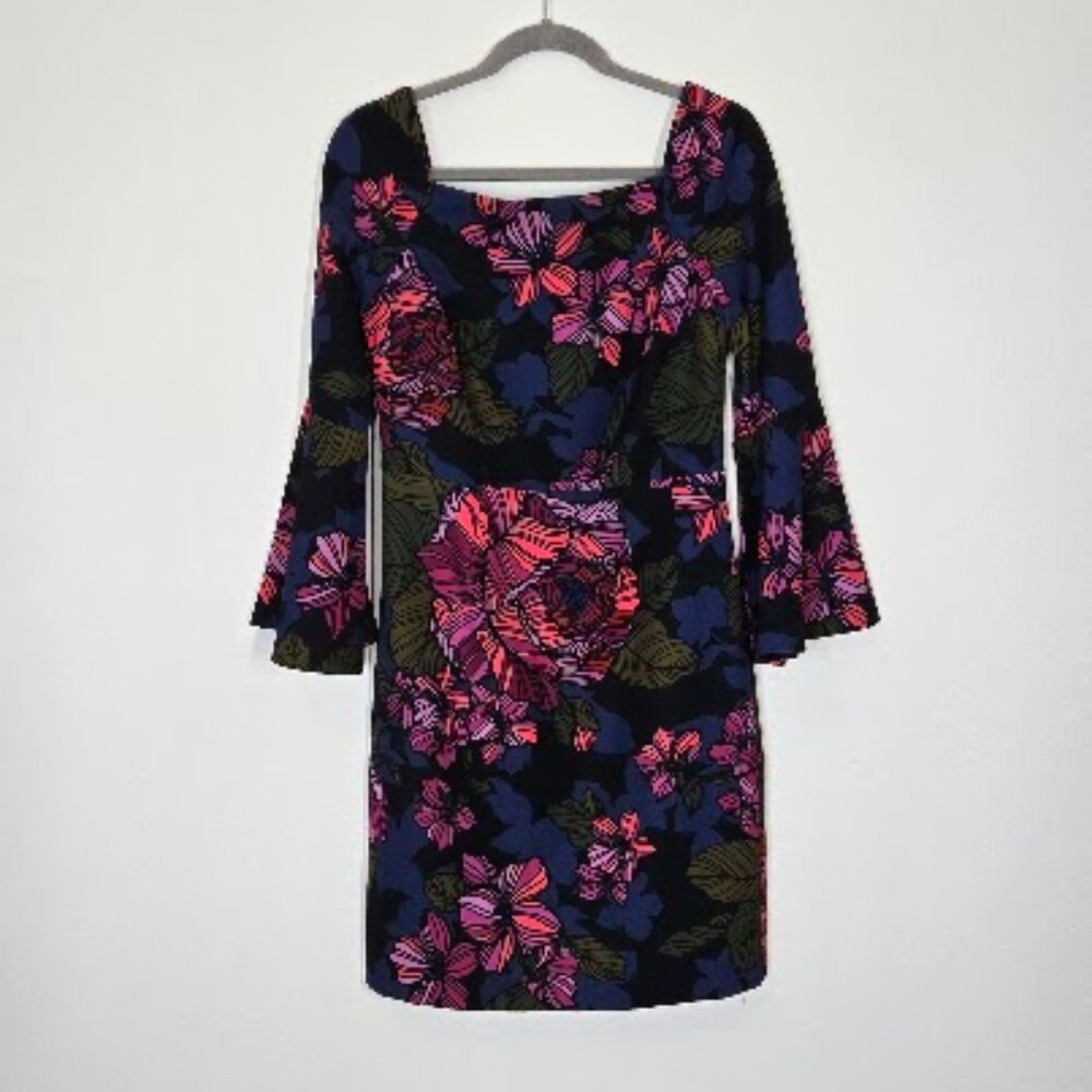 TRINA TURK Trina Turk Miley Bell Sleeve Ponte Dress floral Sz 4 - Picture 8 of 10